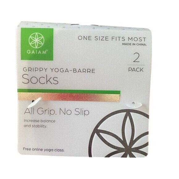 Gaiam Yoga Barre Socks - Non Slip Sticky Toe Grip Accessories One Size Gray New - Picture 10 of 16